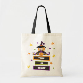 Bus eller godis Halloween Kids Candy Tecknad Witch Tygkasse