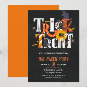 Bus eller godis Halloween monster Costume Party Inbjudningar