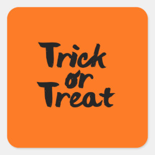 Bus eller godis Halloween-Orange, svart penseldrag Fyrkantigt Klistermärke