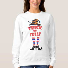 Bus eller godis Halloween, Orange Text Witch Brev T Shirt