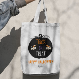 Bus eller godis Halloween personaliserbart Tygkasse