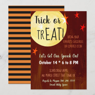 Bus eller godis Halloween Potluck Party Inbjudningar