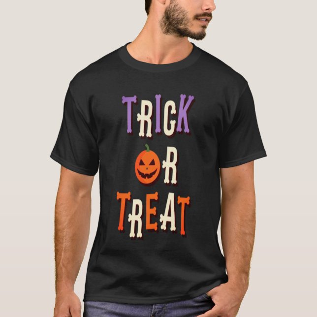 Bus eller godis Halloween-pumpa T Shirt (Framsida)