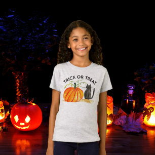 Bus eller godis Halloween Pumpkin Cute Watercolor T Shirt