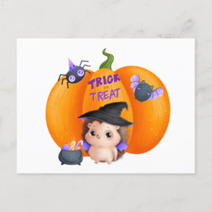 Bus eller godis Halloween Pumpkin och Hedgehog Vykort
