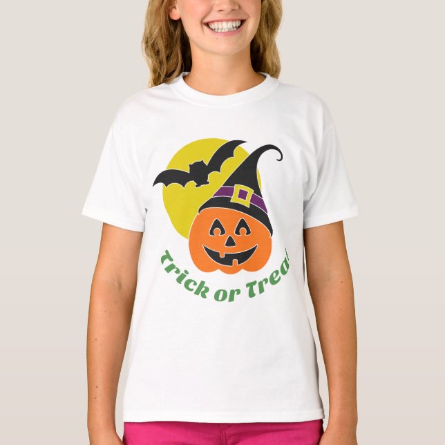 Bus eller godis Halloween Pumpkin Personlig T Shirt (Framsida)
