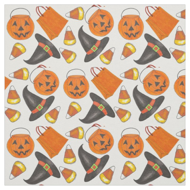 Bus eller godis Halloween Pumpkin Witch Candy corn Tyg (Provkarta)