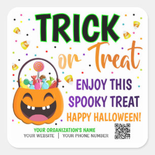 Bus eller godis Halloween QR-kodterapi Fyrkantigt Klistermärke