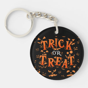 Bus eller godis Halloween runda akryliska nyckelke