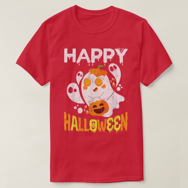 Bus eller godis Halloween Shirt Ghost Pumpkin Lyck T (Design framsida)