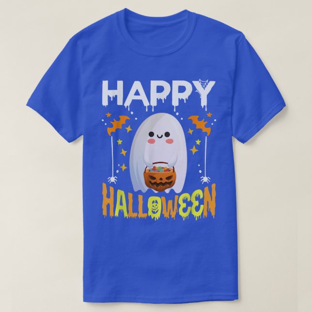 Bus eller godis Halloween Shirt Ghost Pumpkin Lyck T Shirt (Design framsida)