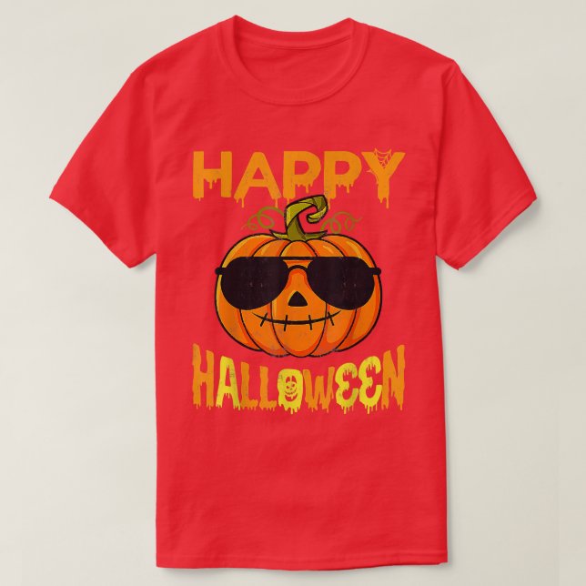 Bus eller godis Halloween Shirt, Pumpkin Lycklig H T Shirt (Design framsida)