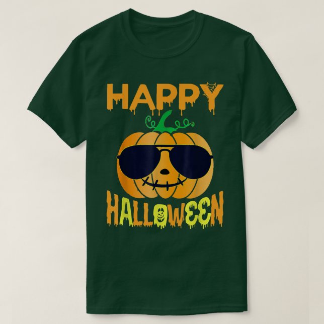 Bus eller godis Halloween Shirt, Pumpkin Lycklig H T Shirt (Design framsida)