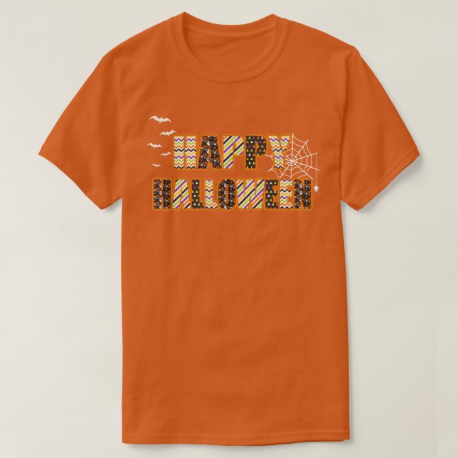 Bus eller godis Halloween Shirt Pumpkin Lycklig Ha T (Design framsida)