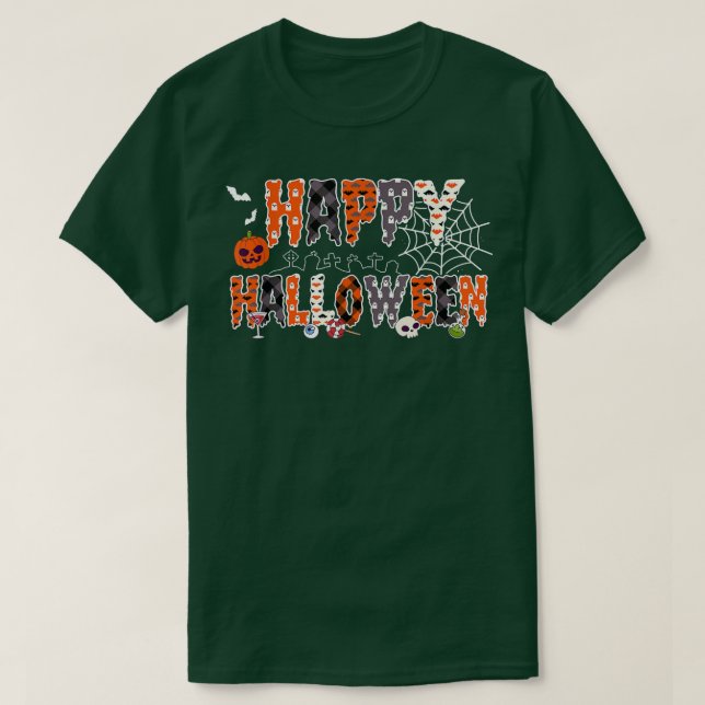 Bus eller godis Halloween Shirt Pumpkin Lycklig Ha T (Design framsida)