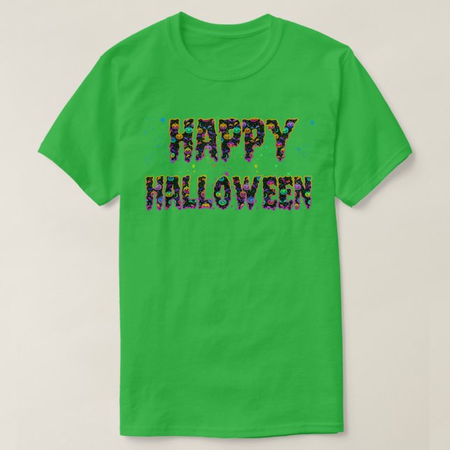 Bus eller godis Halloween Shirt Pumpkin Lycklig Ha T (Design framsida)