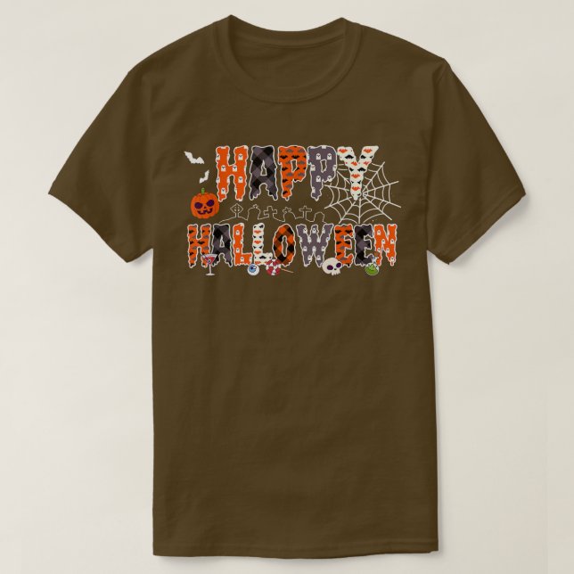 Bus eller godis Halloween Shirt Pumpkin Lycklig Ha T Shirt (Design framsida)