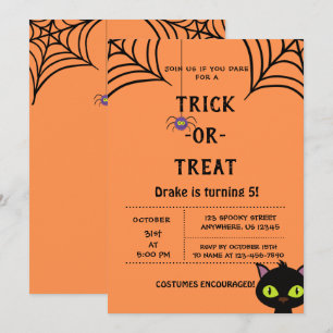 bus eller godis, Halloween Spiders-inbjudan Inbjudningar