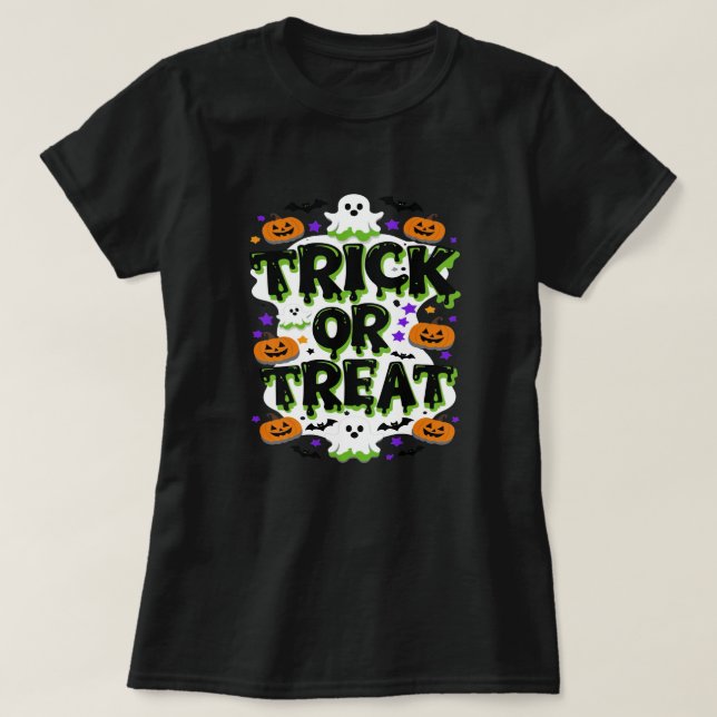 bus eller godis Halloween T Shirt (Design framsida)