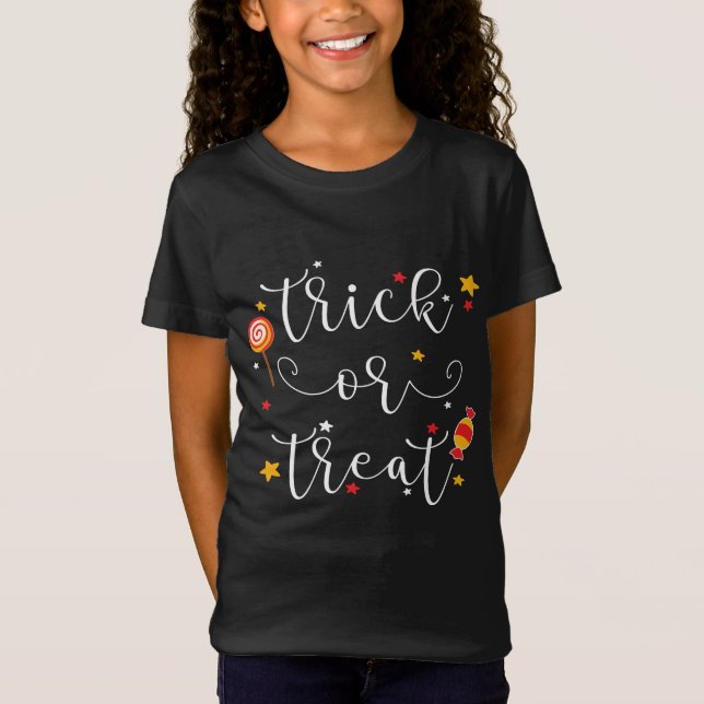 bus eller godis Halloween T-shirt (Framsida)