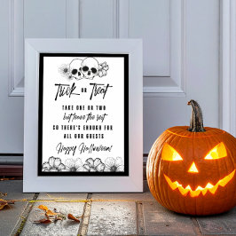 Bus eller godis Halloween-tecken för döskallar för Poster