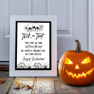 Bus eller godis Halloween-tecken för döskallar för Poster