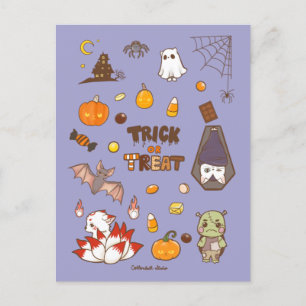 Bus eller godis Halloween Themes vykort