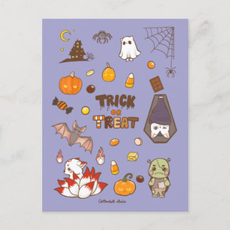 Bus eller godis Halloween Themes vykort