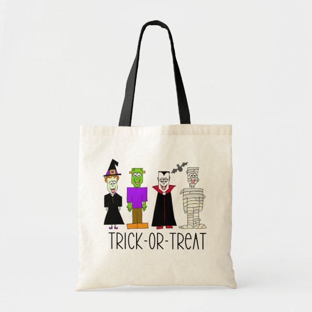 Bus eller godis Halloween Tote Bag Tygkasse (Framsidan)