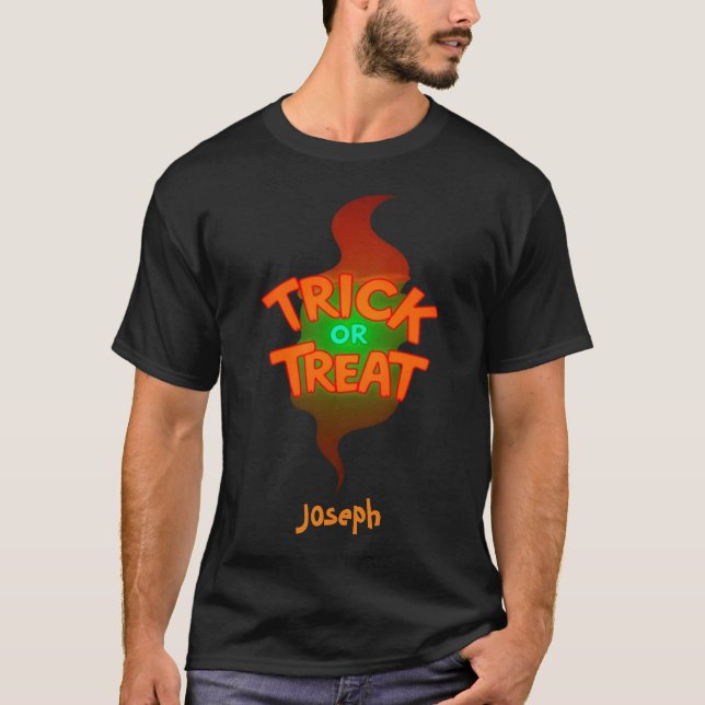 Bus eller godis Halloween Tshirt T Shirt (Framsida)