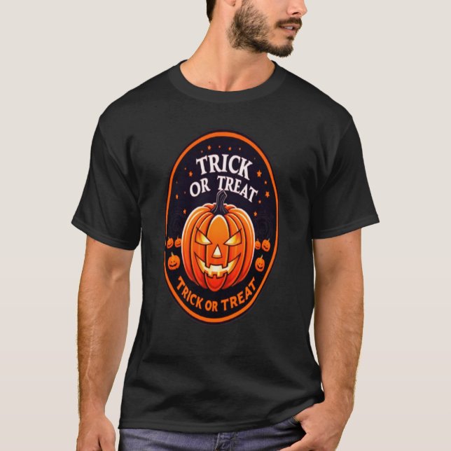 Bus eller godis Halloween Tshirt T Shirt (Framsida)