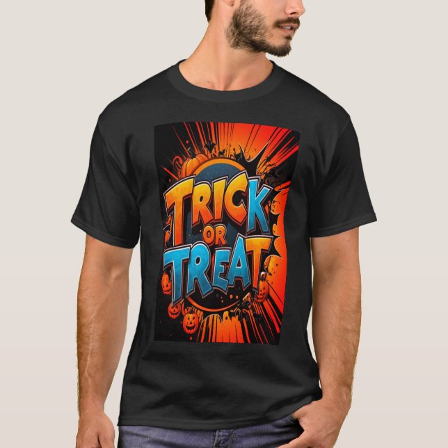 Bus eller godis Halloween Tshirt T Shirt (Framsida)