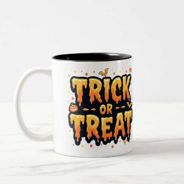 Bus eller godis-Halloween Två-Tonad Mugg (Vänster)