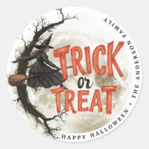 Bus eller godis Halloween Vintage Witch Sticker