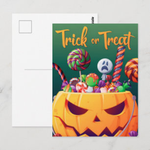 Bus eller godis Halloween-vykort Vykort