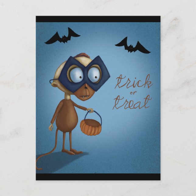 Bus eller godis - Halloween-vykort Vykort (Framsida)