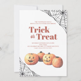 bus eller godis Halloween-Webben med minimalistisk Inbjudningar