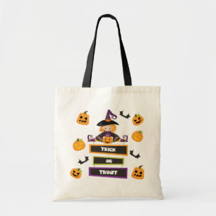 Bus eller godis Halloween Witch Pumpkin Tygkasse