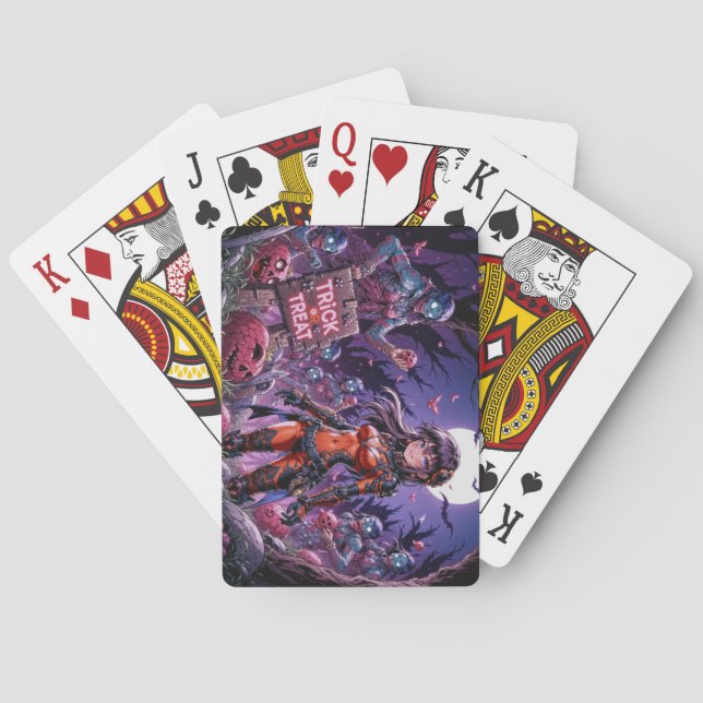 Bus eller godis Halloween Zombies Handing Brain Casinokort (Baksidan)