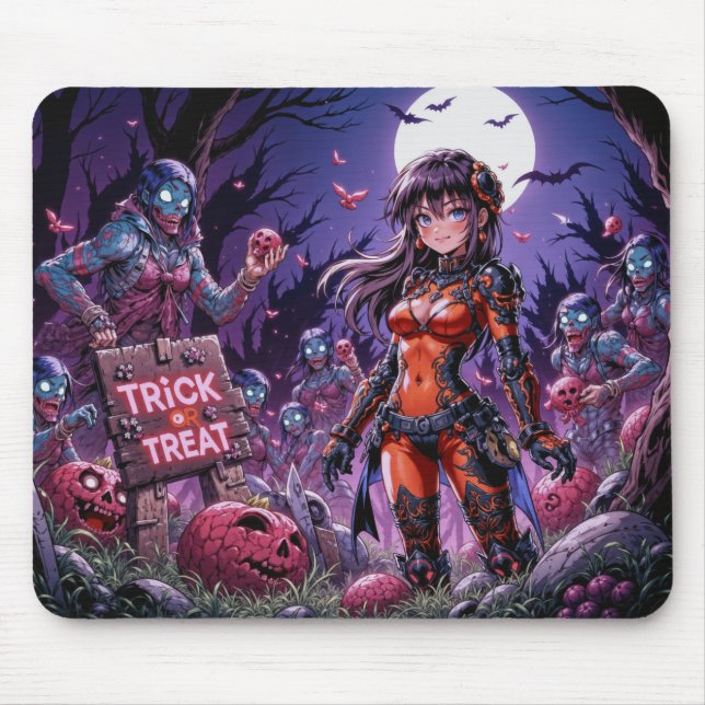 Bus eller godis Halloween Zombies Handing Brain Musmatta (Framsidan)