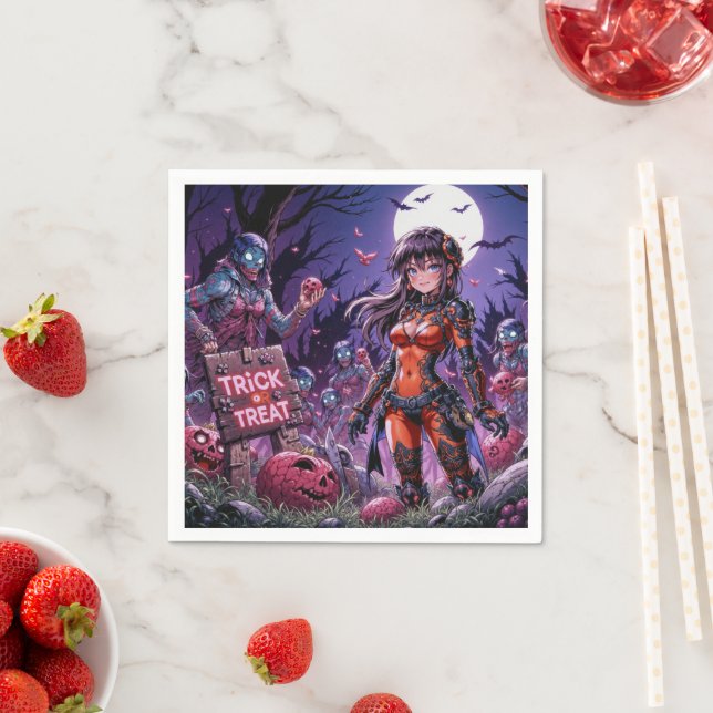 Bus eller godis Halloween Zombies Handing Brain Pappersservett (Insitu)