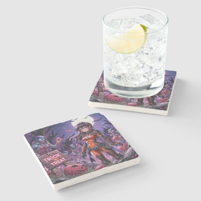 Bus eller godis Halloween Zombies Handing Brain Stenunderlägg (Sidan)