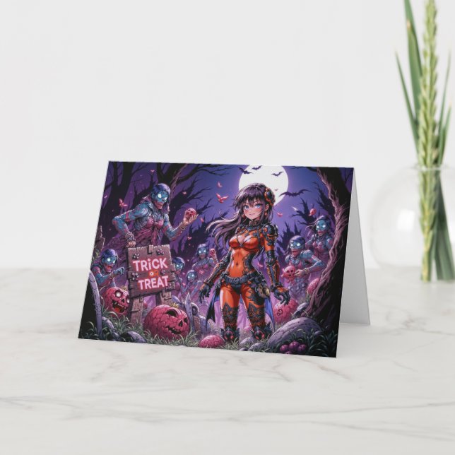 Bus eller godis Halloween Zombies Handing Brain Tack Kort (Framsida)