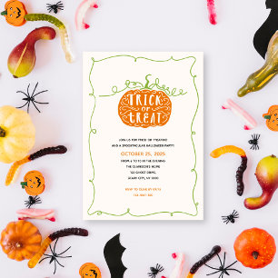 Bus eller godis Hand plockade Pumpkin Halloween fe Inbjudningar