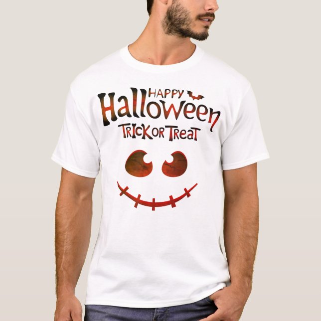 Bus eller godis Happy halloween för manar T-Shirt (Framsida)