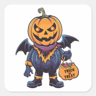 Bus eller godis Happy halloween Fyrkantigt Klistermärke