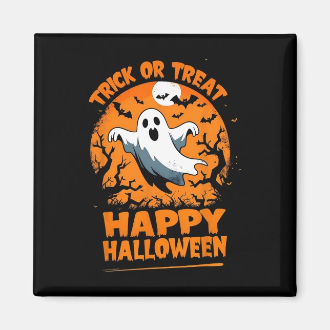 Bus eller godis Happy halloween Ghost Costume Roli Magnet (Framsidan)