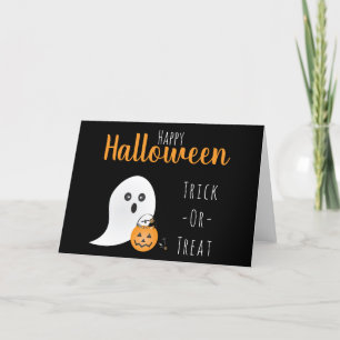 Bus eller godis Happy halloween Ghost Spooky Helgkort