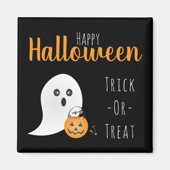 Bus eller godis Happy halloween Ghost Spooky Magnet (Framsidan)