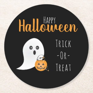 bus eller godis Happy halloween Ghost Spooky Underlägg Papper Rund
